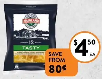Mainland Finely Grated Tasty or Mozzarella Cheese 200g