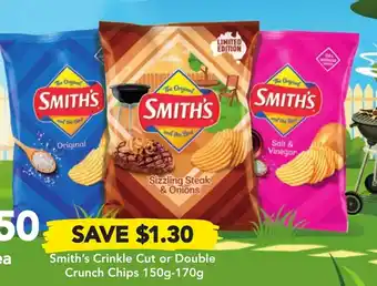 Drakes Smith's Crinkle Cut or Double Crunch Chips 150g-170g offer