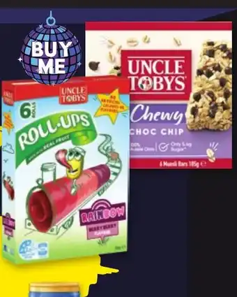 Drakes Uncle Tobys Muesli Bars 185g or Roll-Ups 94g offer