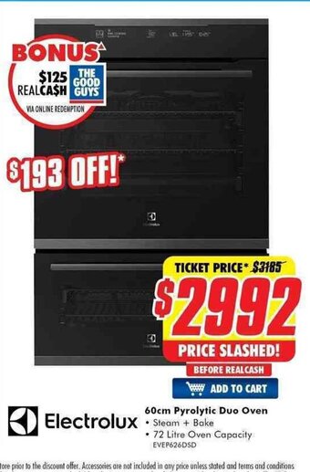 The Good Guys Electrolux - 60cm Pyrolytic Duo Oven offer