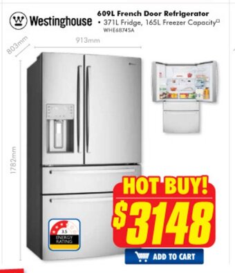 The Good Guys Westinghouse - 609L French Door Refrigerator offer