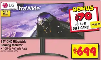 JB Hi-Fi 34" QHD UltraWide Gaming Monitor offer