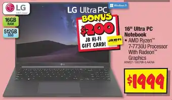 JB Hi-Fi 16" Ultra PC Notebook offer