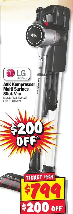 JB Hi-Fi A9K Kompressor Multi Surface Stick Vac offer