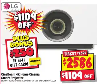 JB Hi-Fi CineBeam 4K Home Cinema Smart Projector offer