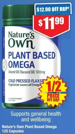 Chemist Warehouse Nature's Own Plant Based Omega 125 Capsules offer