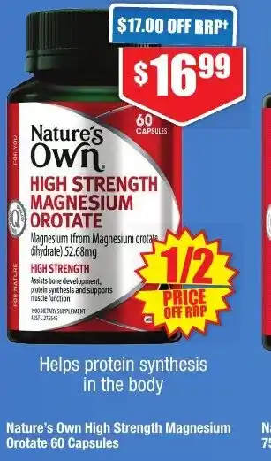 Chemist Warehouse Nature's Own High Strength Magnesium Orotate 60 Capsules offer
