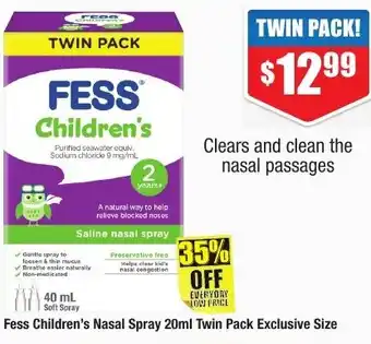 Chemist Warehouse Fess Children's Nasal Spray 20ml Twin Pack Exclusive Size offer