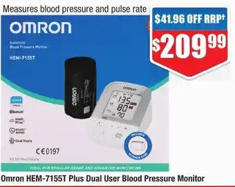 Chemist Warehouse Omron HEM-7155T Plus Dual User Blood Pressure Monitor offer