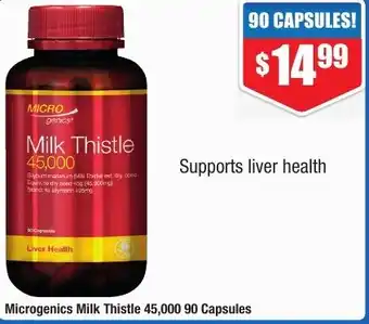 Chemist Warehouse Microgenics Milk Thistle 45,000 90 Capsules offer