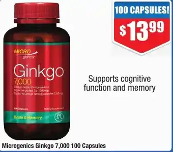 Chemist Warehouse Microgenics Ginkgo 7,000 100 Capsules offer