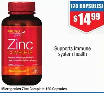 Chemist Warehouse Microgenics Zinc Complete 120 Capsules offer