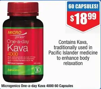 Chemist Warehouse Microgenics One-a-day Kava 4000 60 Capsules offer
