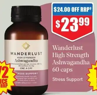 Chemist Warehouse Wanderlust High Strength Ashwagandha 60 caps offer