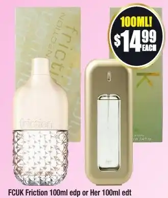 Chemist Warehouse FCUK Friction 100ml edp or Her 100ml edt offer
