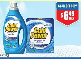 Cold Power Advanced Clean Laundry Liquids 1 Litre or Powder 1kg