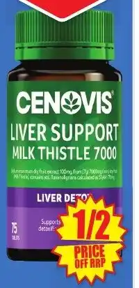 Chemist Warehouse Cenovis Liver Support Milk Thistle 7000 75 Tablets offer