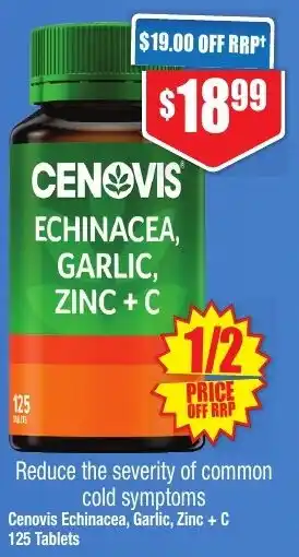 Chemist Warehouse Cenovis Echinacea, Garlic, Zinc + C 125 Tablets offer