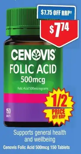 Chemist Warehouse Cenovis Folic Acid 500mcg 150 Tablets offer