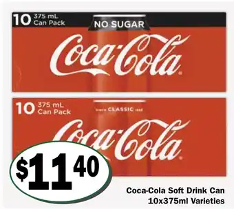 Friendly Grocer Coca-Cola Soft Drink Can 10x375ml Varieties offer