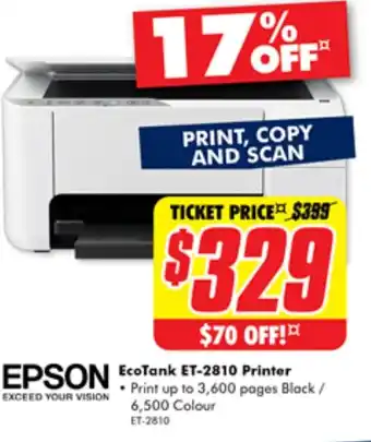 The Good Guys EPSON EcoTank ET-2810 Printer offer