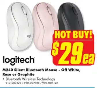 The Good Guys M240 Silent Bluetooth Mouse - Off White, Rose or Graphite offer