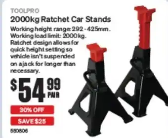 SuperCheap Auto 2000kg Ratchet Car Stands offer