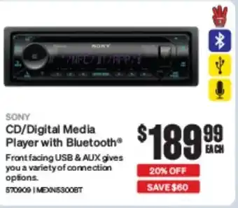SuperCheap Auto SONY CD/Digital Media Player with Bluetooth offer