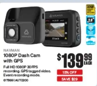 SuperCheap Auto NAVMAN 1080P Dash Cam with GPS offer