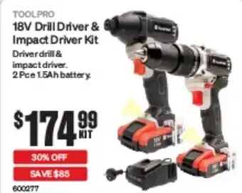 SuperCheap Auto TOOLPRO 18V Drill Driver & Impact Driver Kit offer