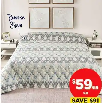 Spotlight KOO Lorraine Quilted Bedspread with Reverse Sham offer