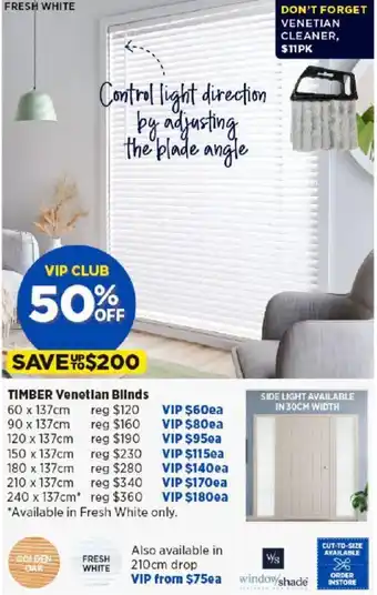 Spotlight TIMBER Venetian Blinds offer