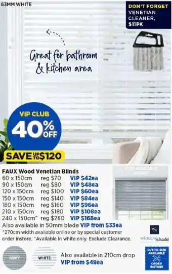 Spotlight FAUX Wood Venetlan Blinds offer