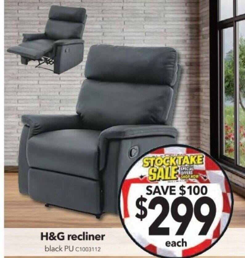 H&G recliner offer at Cheap as Chips
