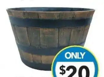 Cheap as Chips whiskey barrel planter offer