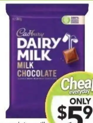 Cheap as Chips Cadbury dairy milk block chocolate offer