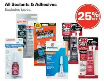 All Sealants & Adhesives Excludes tapes.