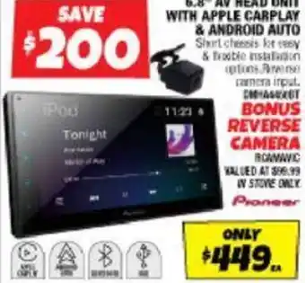 Autobarn 6.8" AV Head unit with apple carplay & Android auto offer