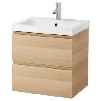 IKEA Godmorgon / odensvik wash-stand with 2 drawers, white stained oak effect/dalskär tap, 63x49x64 cm offer