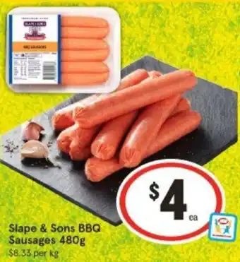 IGA Slape & Sons BBQ Sausages 480g offer