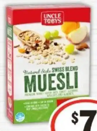 IGA Uncle Tobys Natural Style Swiss Blend Muesli 1kg offer
