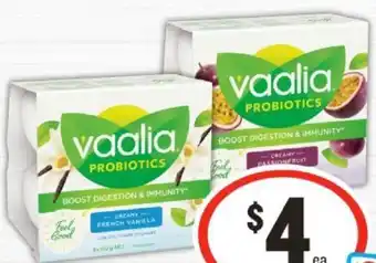 IGA Vaalia Probiotics Yoghurt 4x150g Selected Varieties offer