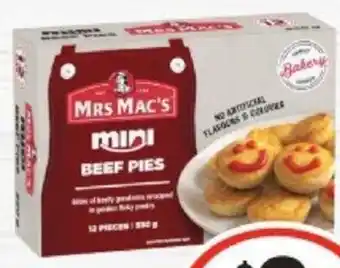 IGA Mrs Mac's Mini Beef Pies 12 Pack or Mini Sausage Rolls 20 Pack offer