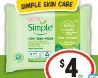 IGA Simple Cleansing Wipes 25 Pack offer