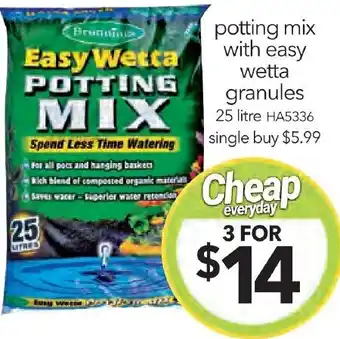 Cheap as Chips potting mix with easy wetta granules offer