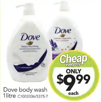 Cheap as Chips Dove body wash 1Litre offer