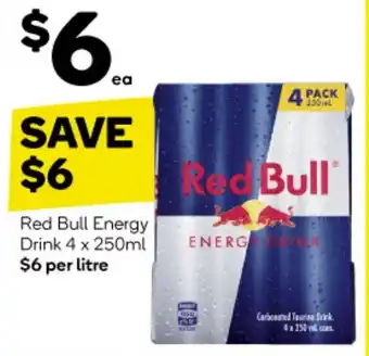 Woolworths Red Bull Energy Drink 4 x 250ml offer