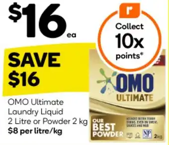 Woolworths OMO Ultimate Laundry Liquid 2 Litre or Powder 2 kg offer