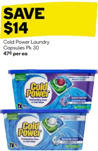 Woolworths Cold Power Laundry Capsules Pk 30 offer