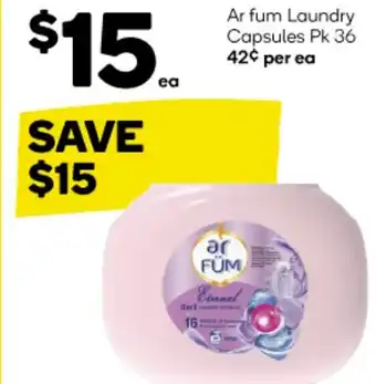 Woolworths Ar fum Laundry Capsules Pk 36 offer
